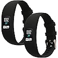 kwmobile Straps Compatible with Garmin Vivofit 4 Straps - 2X Replacement Silicone Watch Bands - Black/Dark Blue