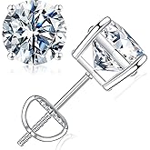 SMILEST 0.2-4ct Moissanite Screw Back Earrings, Lab Created Moissanite 14K Gold Plated 925 Sterling Silver Earrings for Women Men Anniversary Birthday Day Gifts Jewelry Gifts
