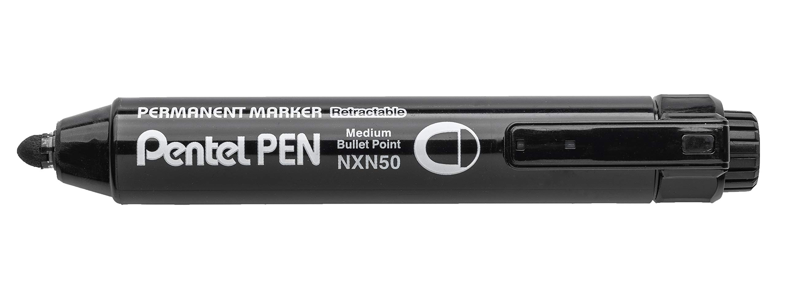 Pentel NXN50-AX Retractable Permanent Marker Pen Medium Conical Tip, Black, Pack of 12