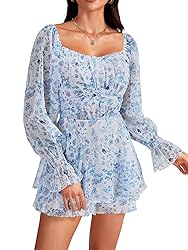 LYANER Women's Floral Print Off Shoulder Long
