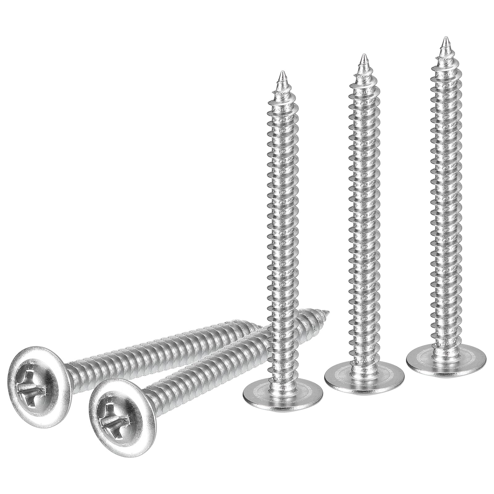 DTGN #8x2 Sheet Metal Screws - 100 Pack - for Wood, Furniture - Stainless Steel 410 Phillips Truss Head Self Tapping Pointed Tail Wood Screws - Silver
