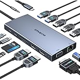 ZMUIPNG USB C Docking Station Dual Monitor USB-C Hub Multiport Dock 15 in 1 Laptop Docking Station Triple Display Dongle Adap