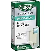Curad Soothe & Cool Burn Bandages, Instant Cooling Relief, 1.8" x 2.96", 8 Count