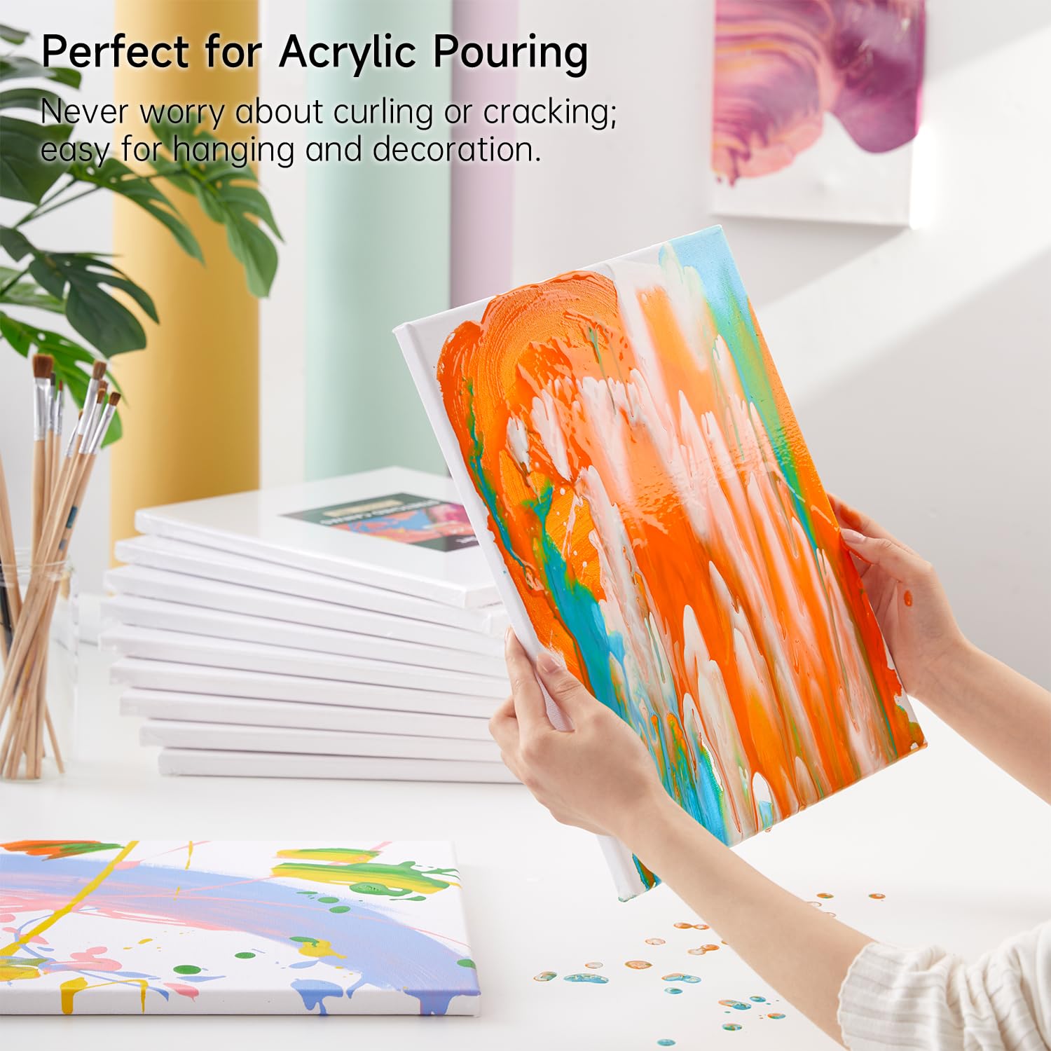 Shuttle Art Stretched Canvas, 12 Pack 11 x 14 Inch Canvases for Painting, 100% Cotton, Primed White, Premium Painting Canvas for Beginners and Artists for Acrylic, Oil, Acrylic Pouring Painting