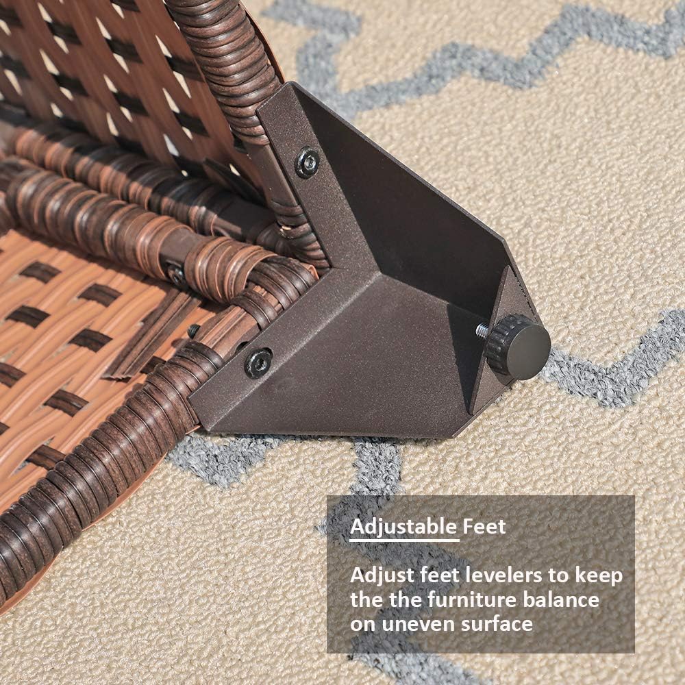 SUNSITT Outdoor Wicker Coffee Table with Waterproof Cover, Brown Synthetic Rattan Wicker Patio Table with Slat Top: Kitchen & Dining