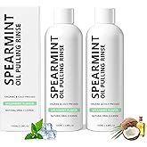 2Pcs Spearmint Oil Pulling Rinse, Cold-Pressed Coconut Oil for Whitening Teeth, Powerful Organic Peppermint Oil Maintain Gum Health & Freshness Breath, Natural Peppermint Pulling Oil, Mint Mouthwash
