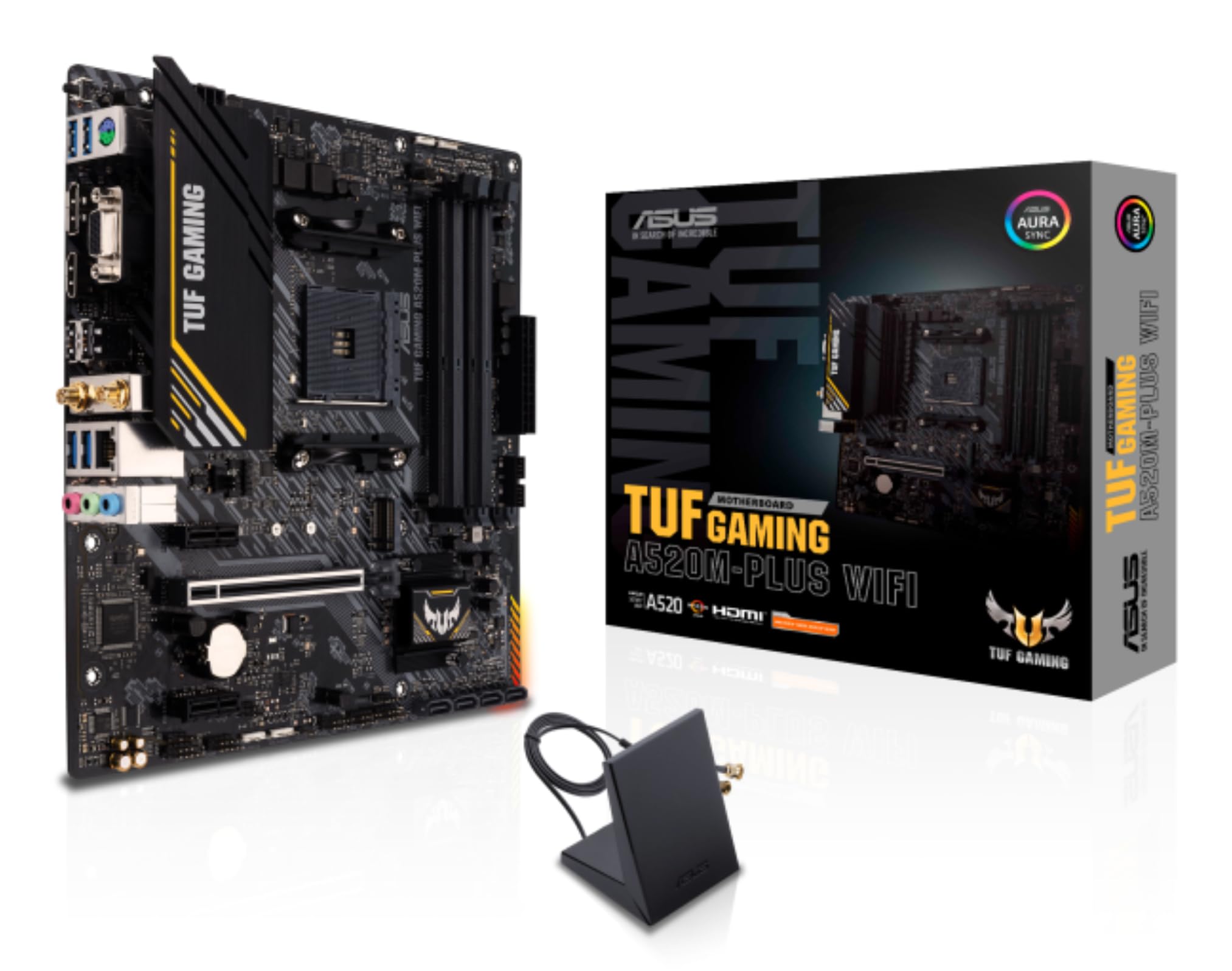 Asus TUF GAMING A520M-PLUS WIFI, AMD A520, AM4, Micro ATX, 4 DDR4, VGA, HDMI, DP, AC Wi-Fi, 1x M.2
