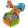 Playz 5-Piece Kids Pop up Play Tent Crawl Tunnel and Ball Pit with Basketball Hoop Playhouse for Boys, Girls, Babies, and Toddlers (Purple, Orange, Yellow, Red, Blue)