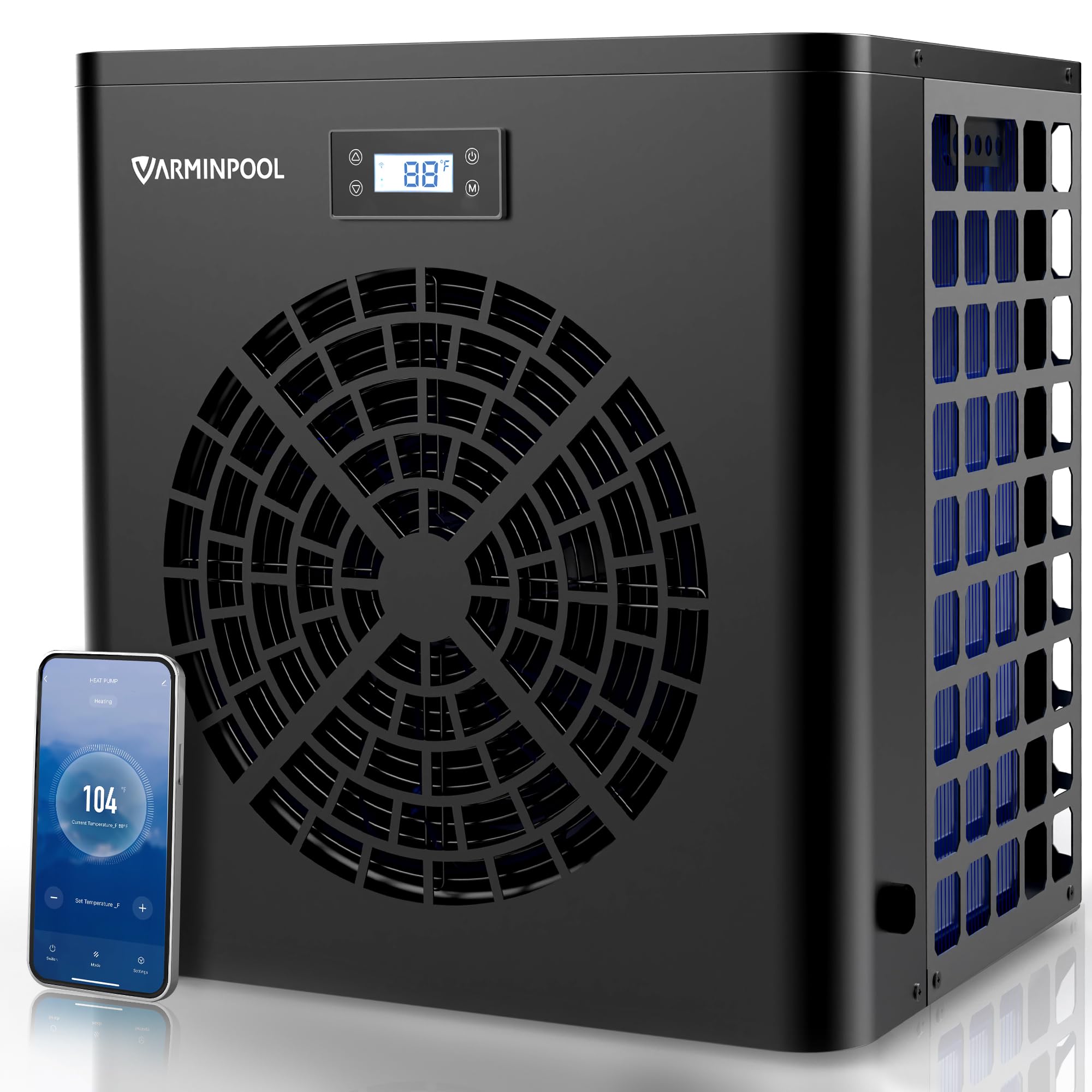 Photo 1 of VARMINPOOL 16000BTU Pool Heater for Above Ground Pool Up to 6000 Gallons, WiFi Capable, 110V Pool Heat Pump, Titanium Heat Exchanger, Efficient Inverter, Electric Pool Heaters for Above Ground Pools