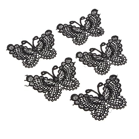Homyl 5pcs Black White Butterfly Lace Applique Patch Diy Motif