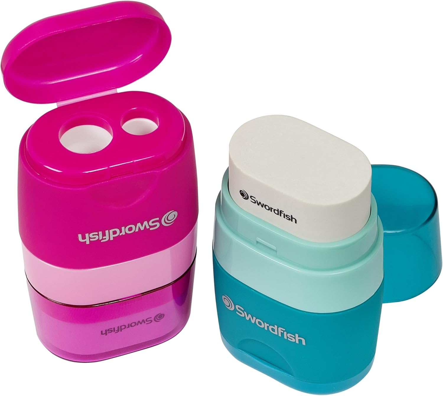 Swordfish Twin Combo Pencil Sharpener and Eraser Assorted Colours [Pack of 20] Ref 40295