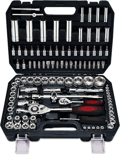 Nestling 108pcs Socket Set 1/4 1/2 Drive Ratchet 72T 5° Quick Release