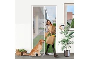 44x86 Magnetic Closure Screen Door Mesh, Keep Bugs Out Let Breeze in, Heavy Duty Fiberglass Mesh Fabric, Dog/Cat gate, Net Do