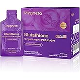 MEGNETA Liposomal Glutathione Supplement – 500mg Glutathione with PQQ, CoQ10 & Vitamin C – High Absorption Antioxidant for Immune & Energy Support – Grape Flavor, 30 Pouch