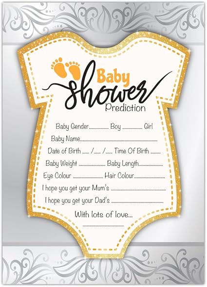 Baby Shower Cartes De Jeu De Prediction Dore Et Argente Theme Lot De 10 Cartes Garcon Fille Unisexe Fast Livraison Gratuite Amazon Fr Bebes Puericulture