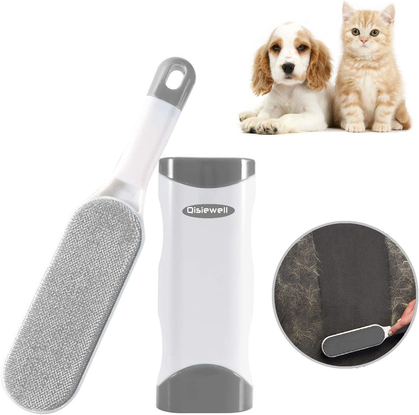 Qisiewell Grau Tierbürste Tierhaarentferner Tierhaarbürste Fusselbürste Selbsreinigende Bürste Und Gründlich Reinigung Von Kleidung Mobel Textilien