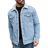 ABSECAI Men's Sherpa Lined Trucker Jacket Winter Fleece Lined Denim Coats Slim fit Casual