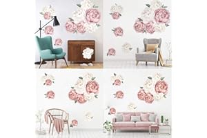 Sanfoelek Blossong Peony Rose Flowers Pri Wallpaper Stickers Modern Art Vinyl Decal Wall Mural Self-adhes Paiing Dark Pink