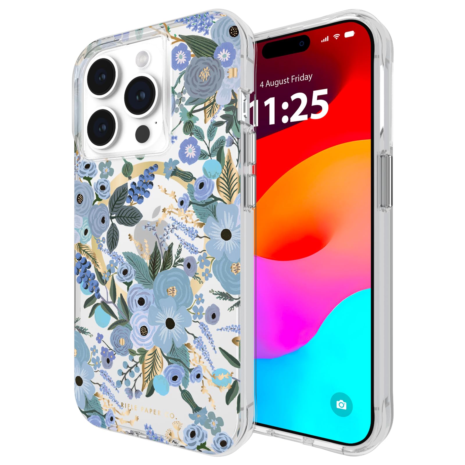 Photo 1 of Paper Co. iPhone 15 Pro Case [Compatible with MagSafe] [12ft Drop Protection] Cute iPhone Case 6.1" with Floral Pattern, Anti-Scratch Tech, Shockproof Material, Slim Fit - Garden Party Blue