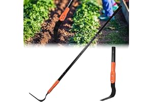 ABTOOL Small Garden Hoe with 71" Long Handle, L Shaped Gardening Weeding Tools with Three-Sided Sharp Blades, Hula Garden Hoe, Lightweight Weed Puller Tool for Trenching, Weeding, Loosening, Crack Weeder