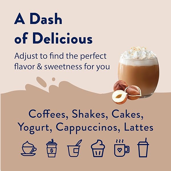 JORDAN’S SKINNY MIXES SUGAR FREE COFFEE SYRUP, HAZELNUT COFFEE FLAVORING SYRUP, ZERO CALORIE DRINK MIX, LATTES, BAKING, PROTEIN SHAKE OR COCKTAIL, DAIRY & GLUTEN FREE, KOSHER, 25.4 FL OZ