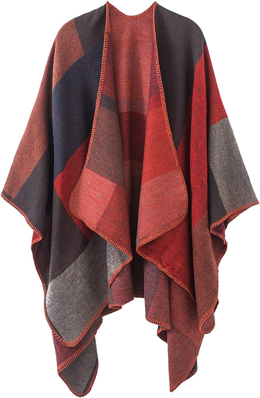 Lncropo Women's Shawls Wraps Winter Open Front Poncho Cape Oversized Cardigan Sweater