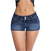 WDIRARA Women's Low Rise Denim Shorts Y2k Stretch Mini Jean Shorts Streetwear