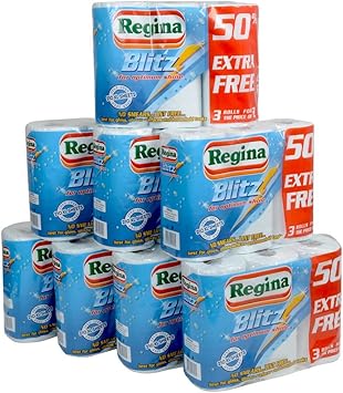 24 Rolls Of Regina Blitz 3ply Kitchen Roll Paper Towels 70