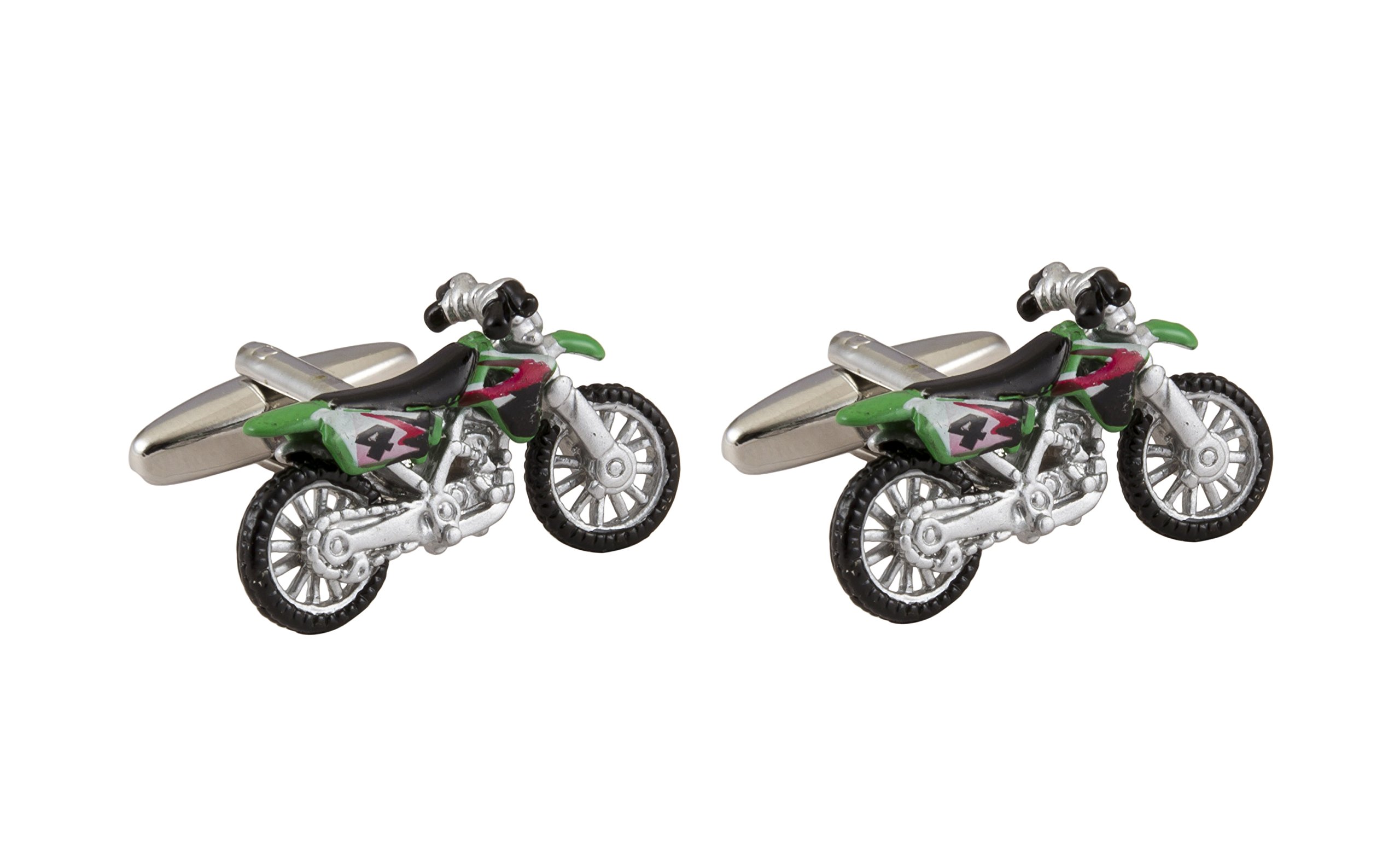 Knighthood Men's Green Black Dirt Bike/Motorcycle Cufflinks Green/Black