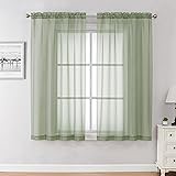 Chyhomenyc Sage Green Sheer Curtains 45 Inch Long 2