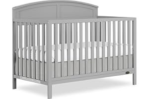 Dream On Me JPMA & Greenguard Gold Certified Storybrooke 5 in 1 Convertible Crib in Pebble Grey, Built of Sustainable Pinewoo