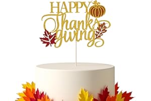 SLEYBEROY Thanksgiving Cake Topper - Autumn or Fall Pumpkin Maple Leaf Harvest Theme for Birthday, Baby Shower & Wedding Decorations