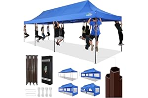 COBIZI Heavy Duty 10x30 Party Tent, Commercial 10x30 pop up Canopy for Parties Waterproof Gazebos with 8 Sidewalls, All Season Wind & Waterproof UPF50+,Stable Thickened Frame