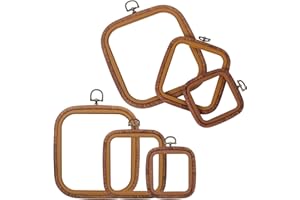 ZUAOOZ 6 Pcs Square Embroidery Hoops Set-Decorative Cross Stitch Hoop Ring Imitated Wood Display Frame-Circle Hand Embroidery Kits for Art Craft Sewing