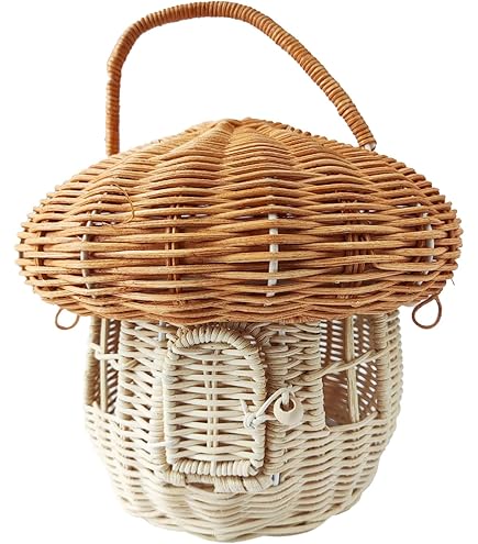 Rattan House Shaped Basket With Lid With Folding Handle For Picnics, Easter, Organizing, Storage | PH