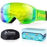 Freela Kids Ski Goggles Snowboard Snow Anti Fog Youth Toddler for 3-14 | Snowboarding Goggles Boys Girls UV Protection Helmet Compatible Anti-Slip Strap TPU Frame Winter Sport Skiing Snowmobile