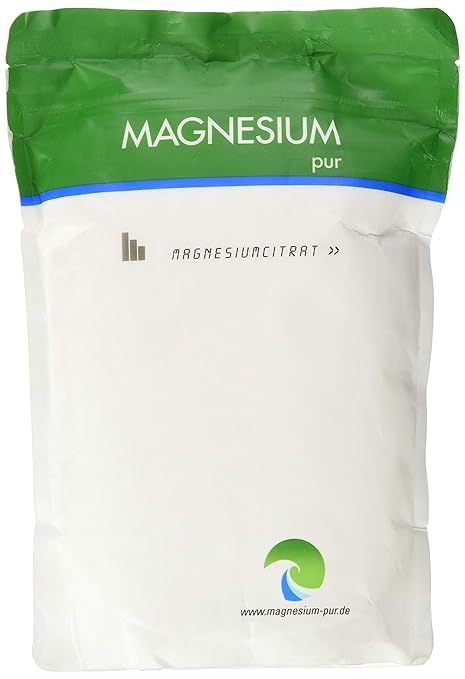 Magnesium-Pur Pulver 500g Nachfüllbeutel pures Magnesiumcitrat Pulver, hoch bioverfügbar, vegan, ohne Zusätze