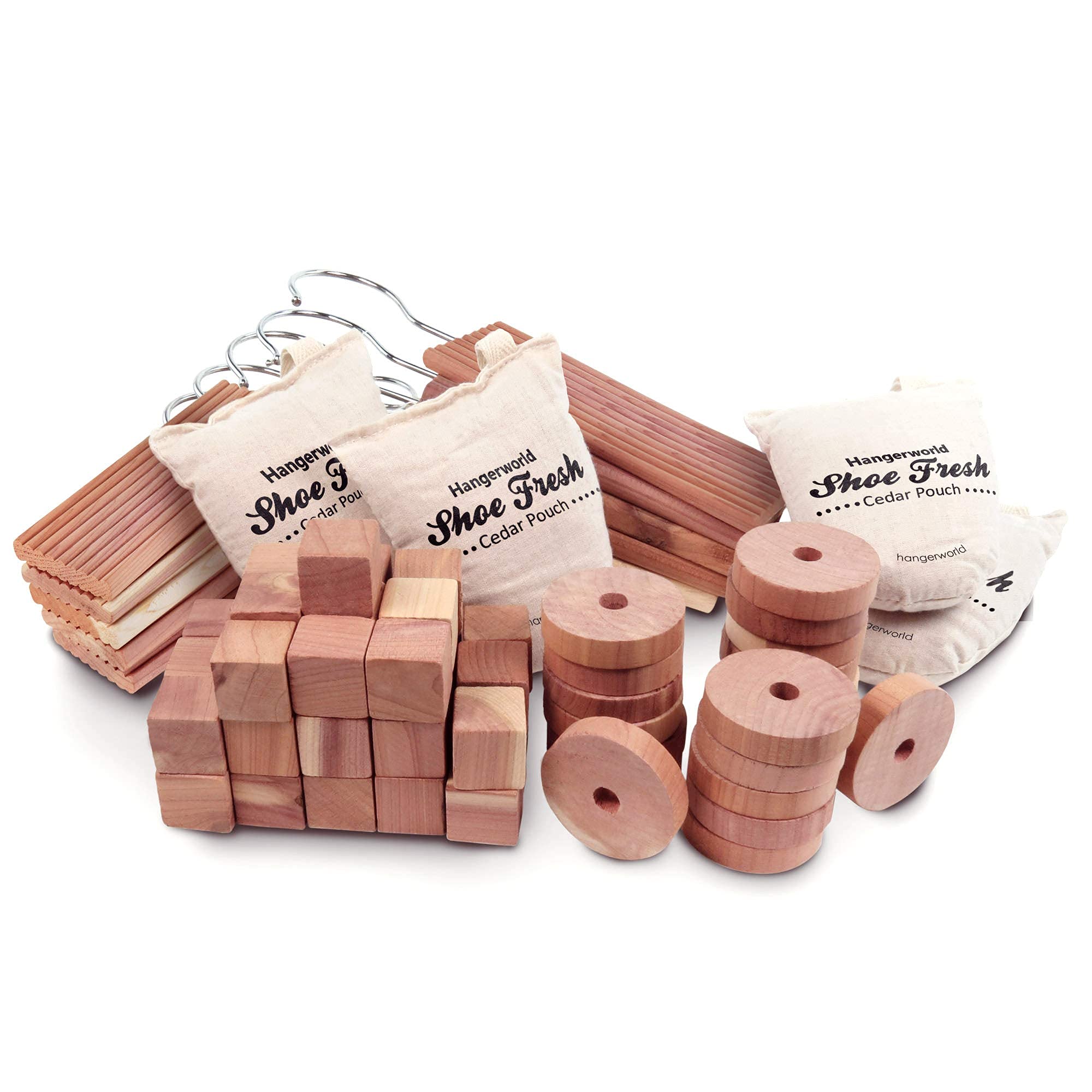 HANGERWORLD 74 Mixed Cedar Wood Pieces Natural Drawer Freshener Clothes Wardrobe