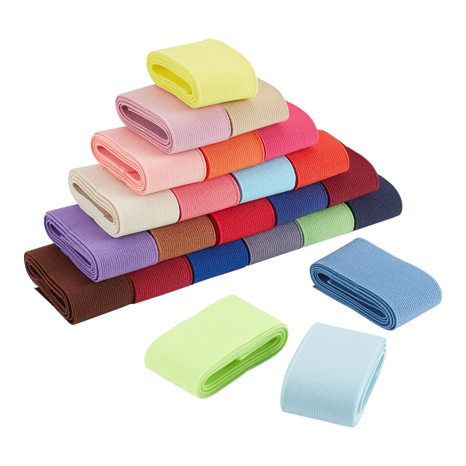 BENECREAT 24 Colors 26Yards Elastic Band 40mm Ribbon Stretch Elastic for Sewing Headbands Hair Tie Craft Project