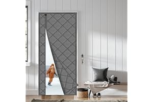WochiTV Magnetic Thermal Insulated Door Curtain Fits Door Size 34" x 83", Durable Waterproof Cloth, Polyester Fiber Filling, 