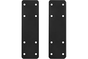 YVHFWOY Post to Beam Connectors 2pcs,10"X3" Straight Steel Flat Plate,Mending Plate I Shape Bracket,Black Powder Coated I Strap for Repair Wooden House,Furniture,Pergola,Truss framing……