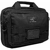Exos Double Pistol Case - Tactical Double Soft Pistol Gun Bag - Handgun Carrying Case with Compartments - Hand Gun Storage Bag with MOLLE Webbing and Padded Interior