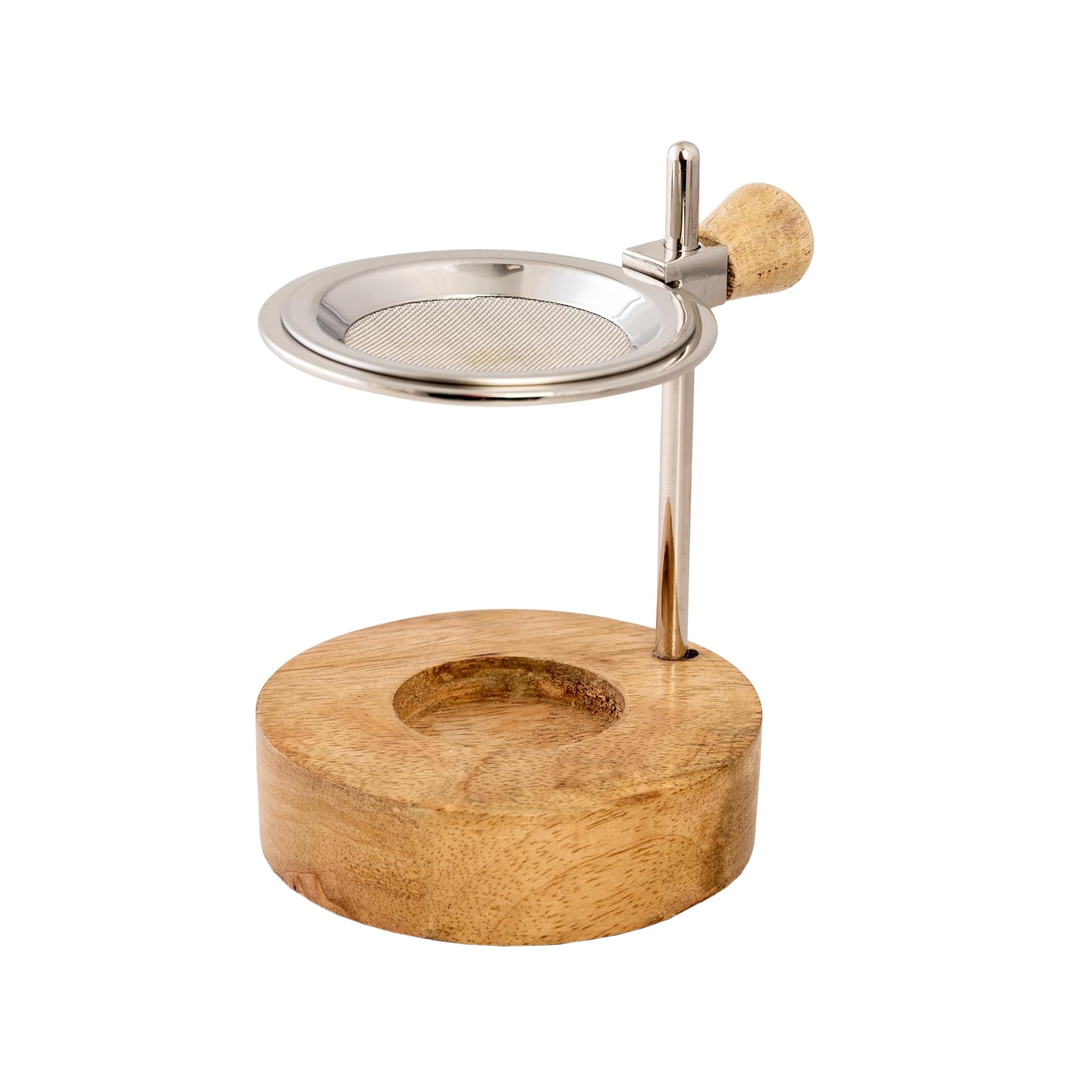 NKlaus Incense Burner Silver 12.5 cm High Adjustable Wooden Base Round Frankincense Tea Light 15871