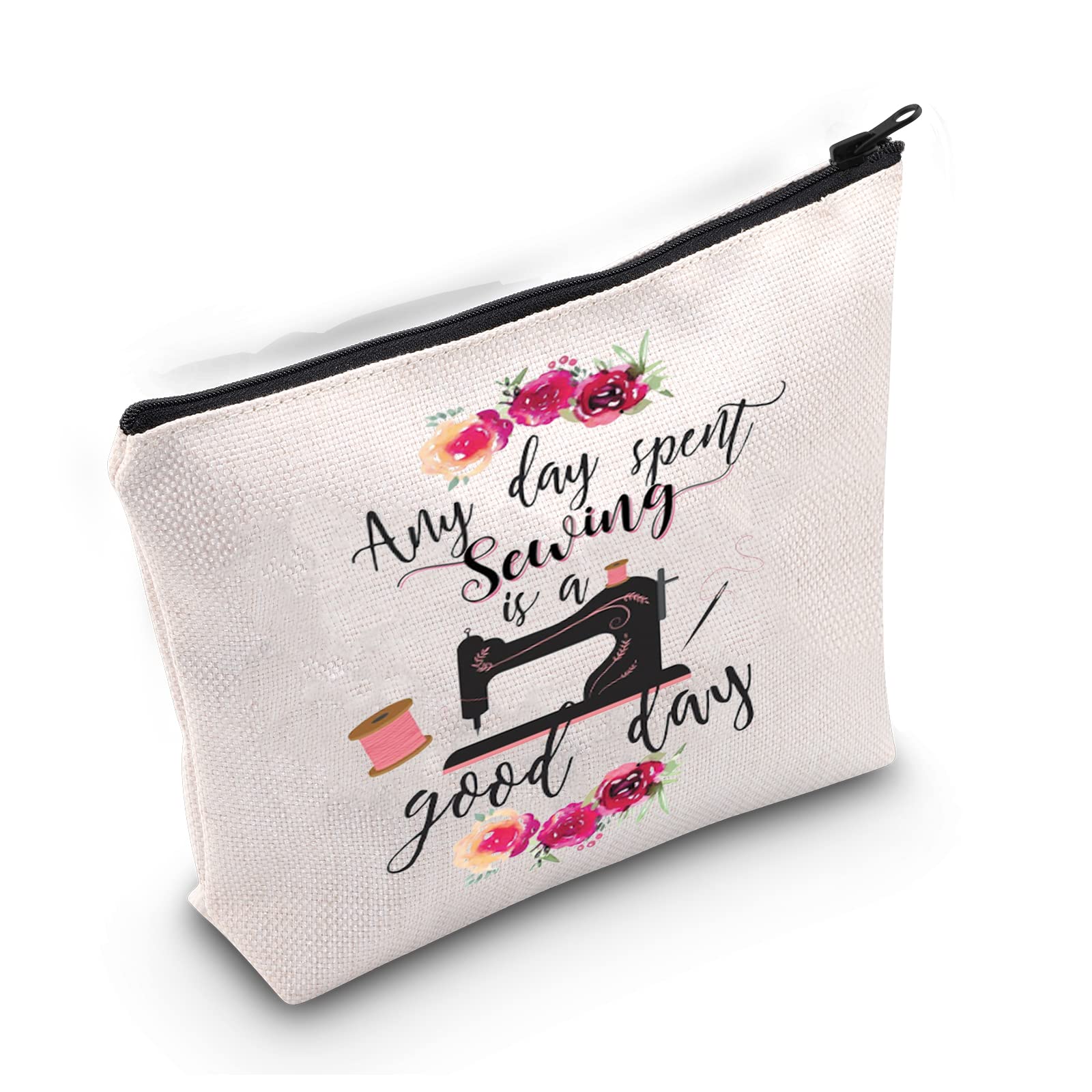 LEVLO Sewing Seamstress Gift Any Day Spent Sewing is a Good Day Makeup Bags Sewing Gifts, Any day spent Sewing
