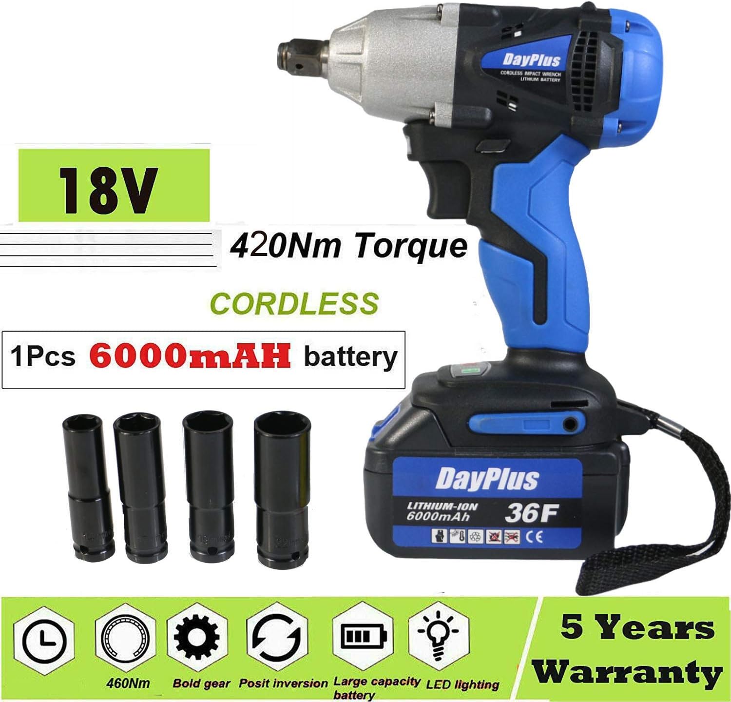 Impact Gun Huge Torque 420Nm Impact Driver Tool Ratchet Rattle Nut