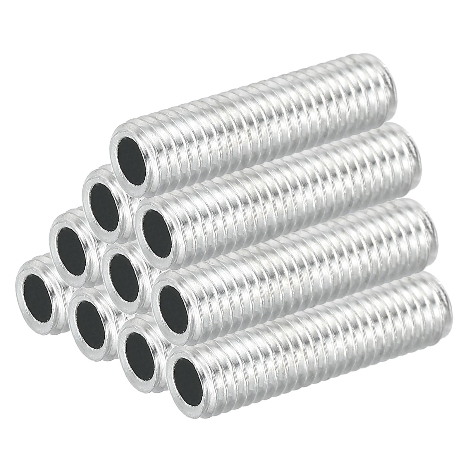 PATIKIL M8 Thread Carbon Steel Lamp Pipe, 20 Set 30 mm/1.18" Hollow Tube Thread Adapter Fasteners Hardware for Lamp Lights Chandelier Ceiling Light DIY, White Zinc Plating