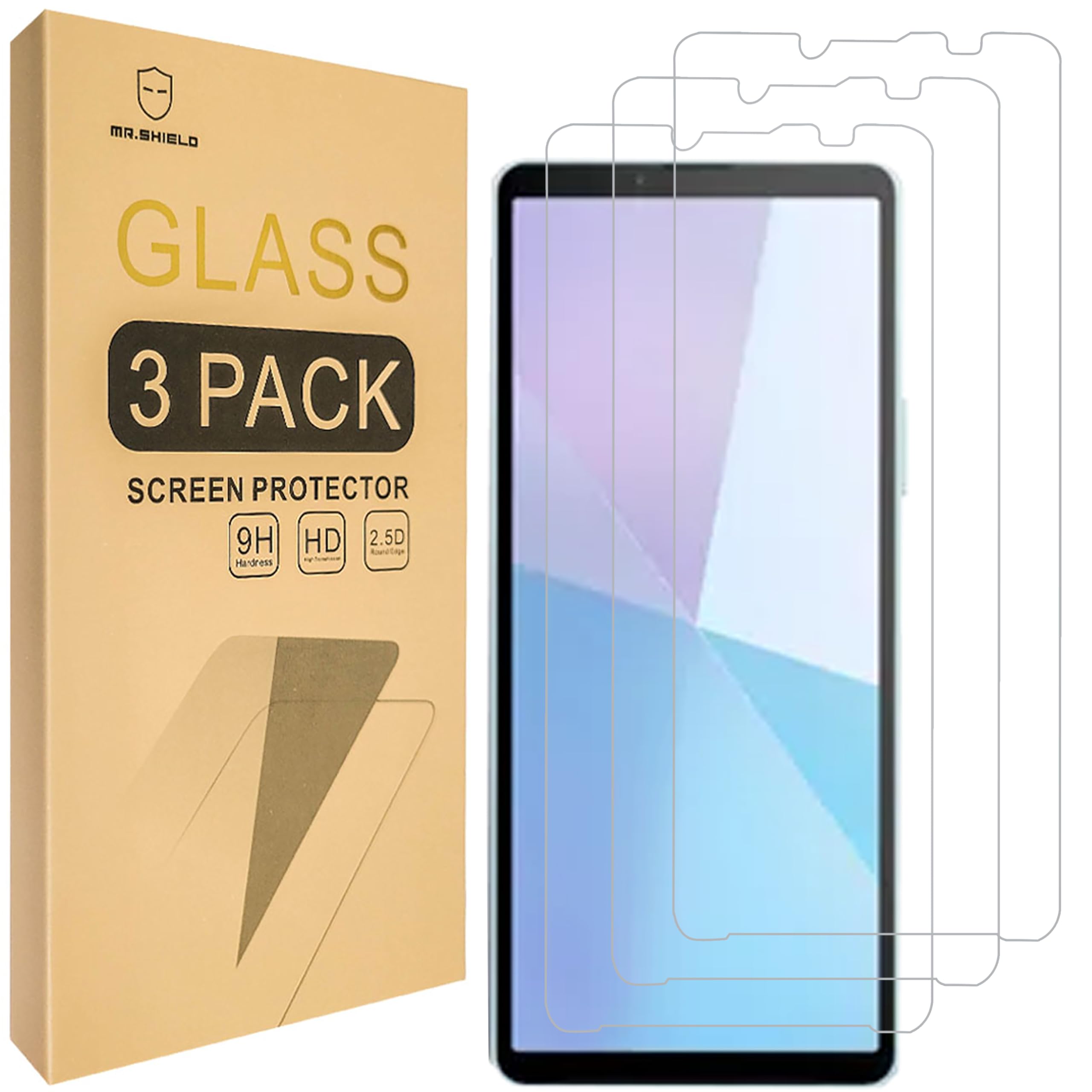 Photo 1 of Mr.Shield Screen Protector compatible with Sony Xperia 10 VI (2024) [Tempered Glass] [3-PACK] [Japan Glass with 9H Hardness]