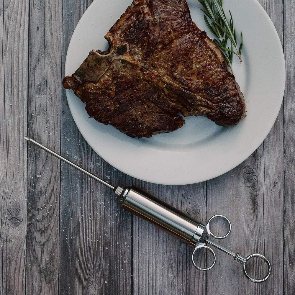 GRILLHOGS Marinade Meat Injector Kit, 304 Premium Stainless Steel BBQ Grill Syringe, Great Basting Tool for Larger Cuts of Meat Like Turkey, Grilling Gifts for Men, 2-Oz Capacity Barrel with 3 Needles: Kitchen & Dining