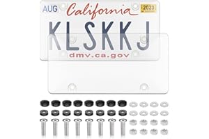 KLSKKJ 2 Pack Clear License Plate Covers, License Plate Protector Unbreakable Plastic Shields Tag Holder Fits Standard US Plate with Screws Caps