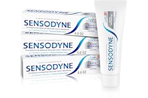 Sensodyne Extra Whitening Sensitive Teeth and Cavity Prevention Whitening Toothpaste, Amazon Exclusive, Cool Mint -4 Ounces (Pack of 3)